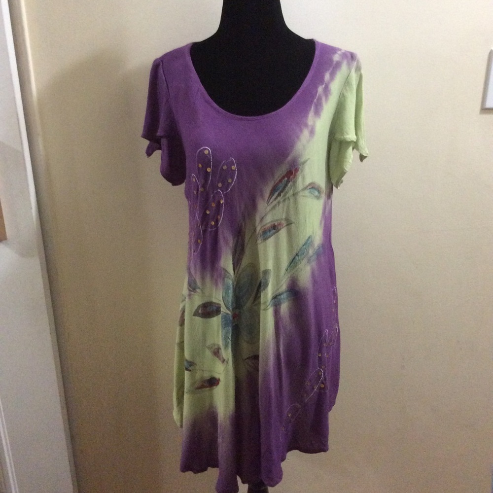 Asymmetrical tie dye dress / cover up